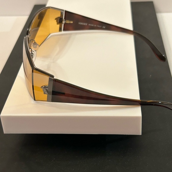 Versace Black Frame Sunglasses with Amber Lenses - Picture 2 of 9